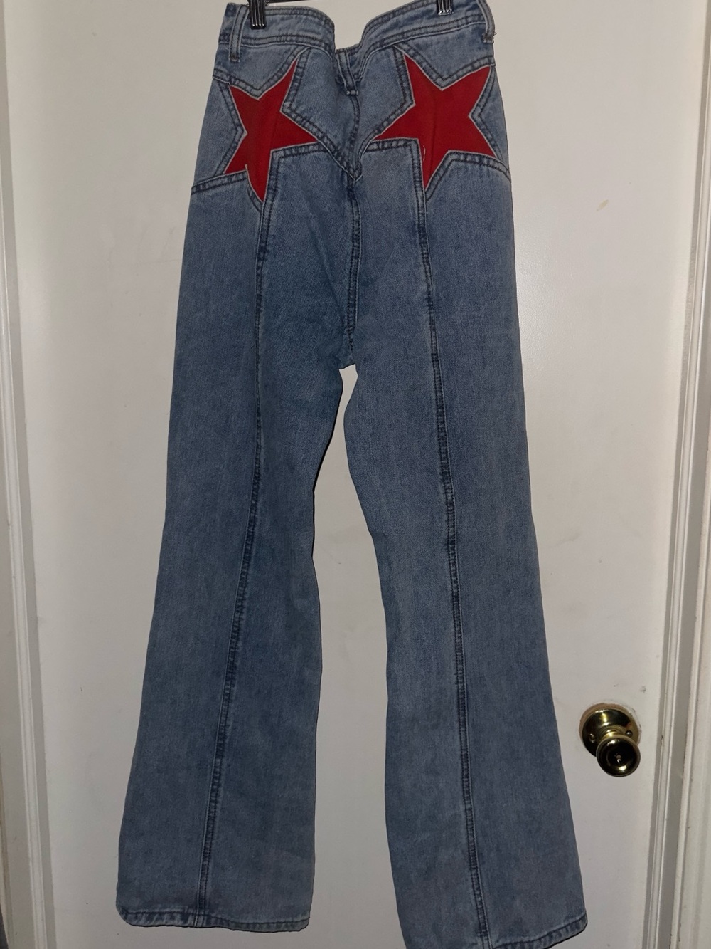 Women’s Blue Denim Jeans with Red Star Back Detail